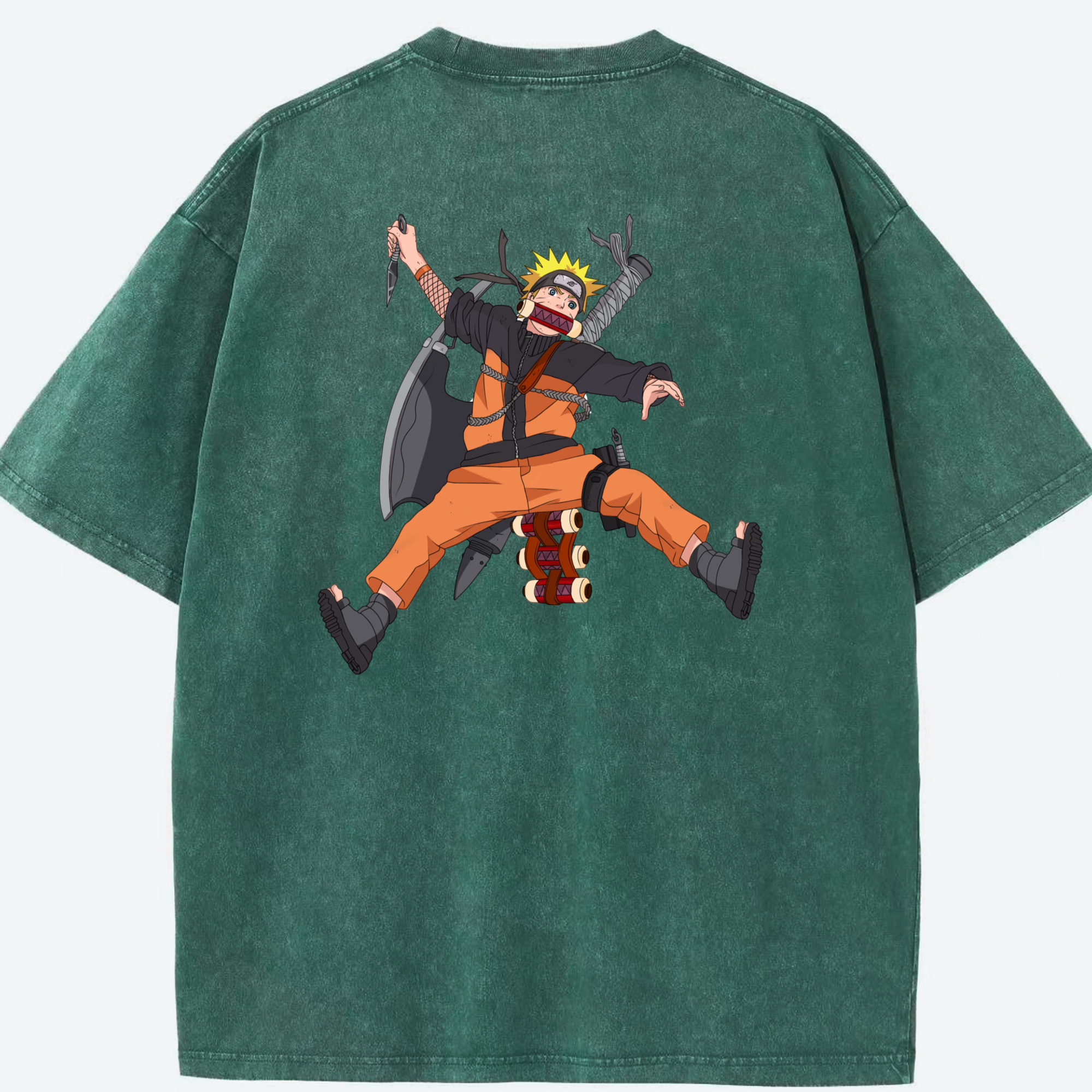 （画像用） NARUTO -ナルト- うずまき ナルト Uzumaki Naruto 綿100% ヴィンテージ風 半袖Tシャツ（背面プリント）